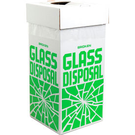 Broken Glass Disposal Box, Floor Model, 12"W x 12"D x 27"H, Green, 6/PK