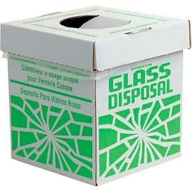 Broken Glass Disposal Box, Benchtop Model, 8"W x 8"D x 10"H, Green, 6/PK