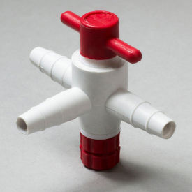Three-Way PTFE Stopcock, 1/4" to 3/8" Tubing, 4mm Bore