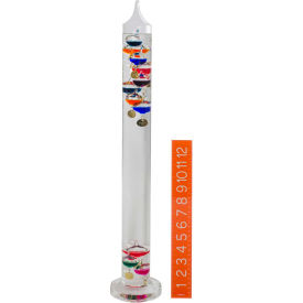 Galileo Thermometer, Temperature Range: 16 to 36 degrees Celsius, 11 Spheres, Height: 24 inches