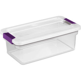 6 Quart Plastic Storage Box with Latched Lid, 14-1/8"L x 7-7/8"W x 4-7/8"H, Clear