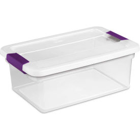 Plastic Storage Box with Latched Lid, 15 Qt. Capacity, 17"L x 11-1/8"W x 6-1/2"H, Clear