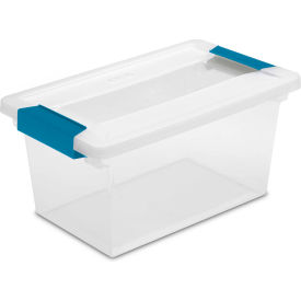 Plastic Medium Clip Storage Box with Latched Lid, 11"L x 6-5/8"W x 5-3/8"H, Clear