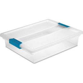 Plastic Large Clip Storage Box with Latched Lid, 14"L x 11"W x 3-1/4"H, Clear