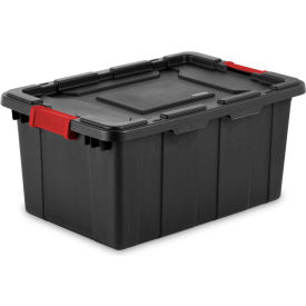 Plastic Industrial Tote, 15 Gallon Capacity, 25-3/4"L x 17-1/4"W x 11-7/8"H, Black/Racer Red