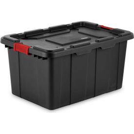 Plastic Industrial Tote, 27 Gallon Capacity, 30-1/2"L x 20-5/8"W x 15-1/4"H, Black/Racer Red