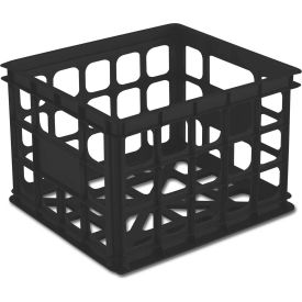 Plastic Storage Crate, 15-1/4"L x 13-3/4"W x 10-1/2"H, Black