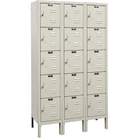 5-Tier 15 Door Premium Locker, 36"W x 15"D x 66"H, Tan, Unassembled