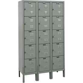 5-Tier 15 Door Premium Locker, 36"W x 15"D x 66"H, Dark Gray, Unassembled