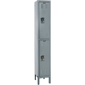 2-Tier 2 Door Premium Locker, 15"W x 21"D x 78"H, Dark Gray, Unassembled