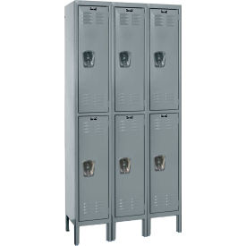 2-Tier 6 Door Premium Locker, 45"W x 18"D x 78"H, Dark Gray, Unassembled