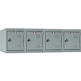 1-Tier 4 Door Premium Wall Mount Locker, 48"W x 18"D x 14-3/4"H, Gray, Assembled
