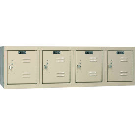 1-Tier 4 Door Premium Wall Mount Locker, 48"W x 18"D x 14-3/4"H, Tan, Unassembled