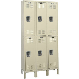 2-Tier 6 Door Premium Locker, 45"W x 18"D x 78"H, Tan, Assembled