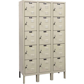5-Tier 15 Door Premium Locker, 36"W x 15"D x 66"H, Tan, Assembled