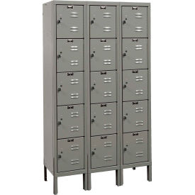 5-Tier 15 Door Premium Locker, 36"W x 15"D x 66"H, Dark Gray, Assembled