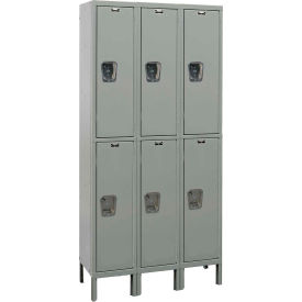 2-Tier 6 Door Maintenance-Free Quiet Locker, 45"W x 15"D x 78"H, Gray