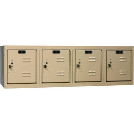 1-Tier 4 Door Premium Wall Mount Locker, 48"W x 18"D x 14-3/4"H, Tan, Assembled
