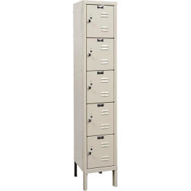 5-Tier 5 Door Premium Locker, 12"W x 15"D x 66"H, Tan, Assembled