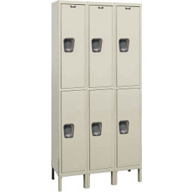 2-Tier 6 Door Maintenance-Free Quiet Locker, 45"W x 21"D x 78"H, Tan, Assembled