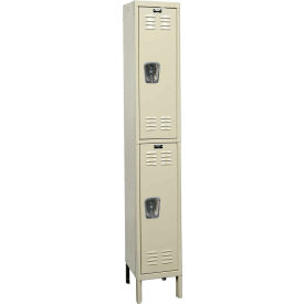 2-Tier 2 Door Premium Locker, 15"W x 21"D x 78"H, Tan, Assembled