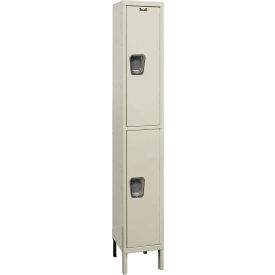 2-Tier 2 Door Maintenance-Free Quiet Locker, 15"W x 15"D x 78"H, Tan, Assembled