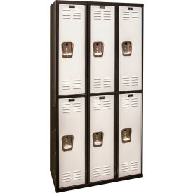 2-Tier 6 Door Tie Locker, 36"W x 18"D x 72"H, Black/Gray, Assembled