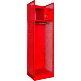 Turnout Gear Locker w/ Security Box, 25"W x 22"D x 84"H, Relay Red, Assembled