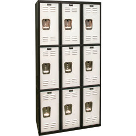 3-Tier 9 Door Tie Locker, 36"W x 18"D x 72"H, Black/Gray, Assembled
