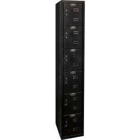 6-Tier 6 Door Tie Locker, 12"W x 18"D x 72"H, Black, Assembled