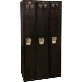 1-Tier 3 Door Tie Locker, 36"W x 18"D x 72"H, Black, Assembled