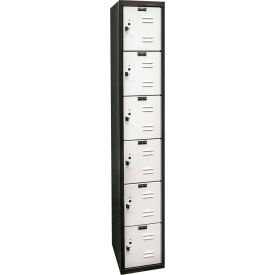 6-Tier 6 Door Tie Locker, 12"W x 18"D x 72"H, Black/Gray, Assembled