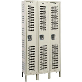 1-Tier 3 Door Heavy Duty Ventilated Locker, 54"W x 21"D x 78"H, Tan, Unassembled