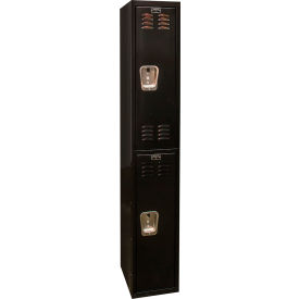 2-Tier 2 Door Tie Locker, 12"W x 18"D x 72"H, Black, Unassembled