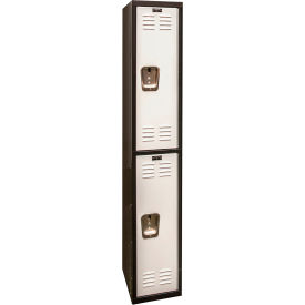 2-Tier 2 Door Tie Locker, 12"W x 18"D x 72"H, Black/Gray, Unassembled