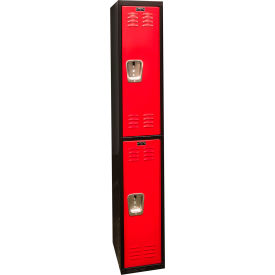 2-Tier 2 Door Tie Locker, 12"W x 18"D x 72"H, Black/Red, Assembled