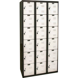 6-Tier 18 Door Tie Locker, 36"W x 18"D x 72"H, Black/Gray, Assembled