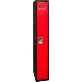 1-Tier 1 Door Tie Locker, 12"W x 18"D x 72"H, Black/Red, Unassembled