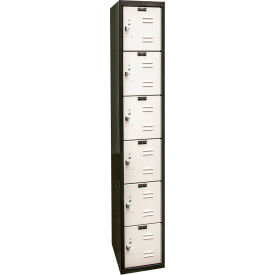6-Tier 6 Door Tie Locker, 12"W x 18"D x 72"H, Black/Gray, Unassembled
