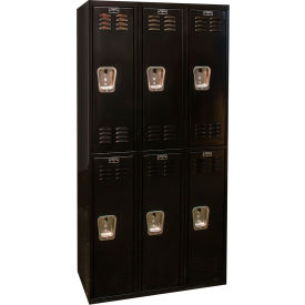 2-Tier 6 Door Tie Locker, 36"W x 18"D x 72"H, Black, Unassembled