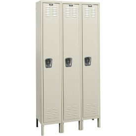 1-Tier 3 Door Premium Steel Locker, 45"W x 21"D x 78"H, Tan, Unassembled