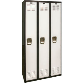 1-Tier 3 Door Black Tie Steel Locker, 36"W x 18"D x 72"H, Black/Gray, Unassembled