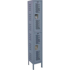 2-Tier 2 Door Heavy Duty Ventilated Locker, 18"W x 21"D x 78"H, Gray, Unassembled