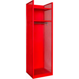 Open Front Door Turnout Gear Locker, 25"W x 22"D x 84"H, Relay Red, Assembled