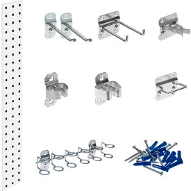 Tool Pegboard Kit w/36" x 4.5" Steel Square Hole Pegboard & 8 pc LocHook Assortment