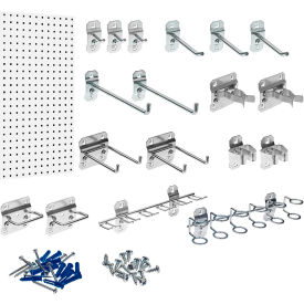 18"W x 36"H Steel Square Hole Pegboard w/18 Assorted LocHooks, White