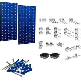 18"W x 36"H Blue Square Hole Pegboards with LocHooks & Hanging Bin System, 30 pc