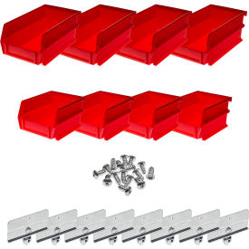 Poly Red Hanging Bin & BinClip Kits, 4 Small & 4 Medium Bins