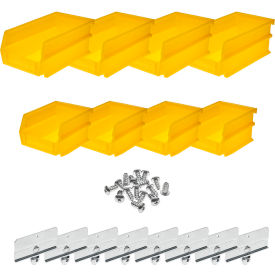 Poly Yellow Hanging Bin & BinClip Kits, 4 Small & 4 Medium Bins