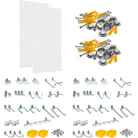 Ploypropylene Pegboard Kit with 48 DuraHooks and 4 Bins, 24" x 48" x 1/4", White